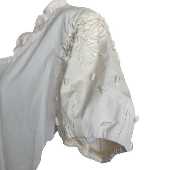 Issey‎ Miyake off-white appliqué short sleeve blouse top size 4 - Picture 11 of 12